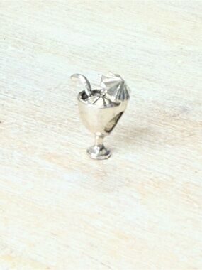 Sterling Silver Martini Glass Charm 925 Cocktail Drink 3D Jewelry